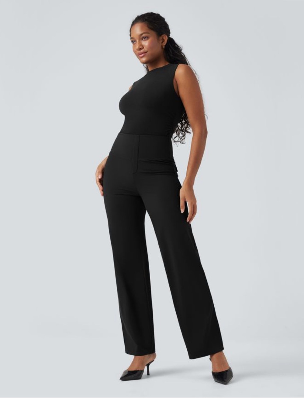 HALARA Black High-Waist Wide-Leg dress pants